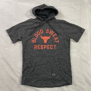Under Armour Mens Project Rock Blood Sweat Respect Short Sleeve Hoodie Medium